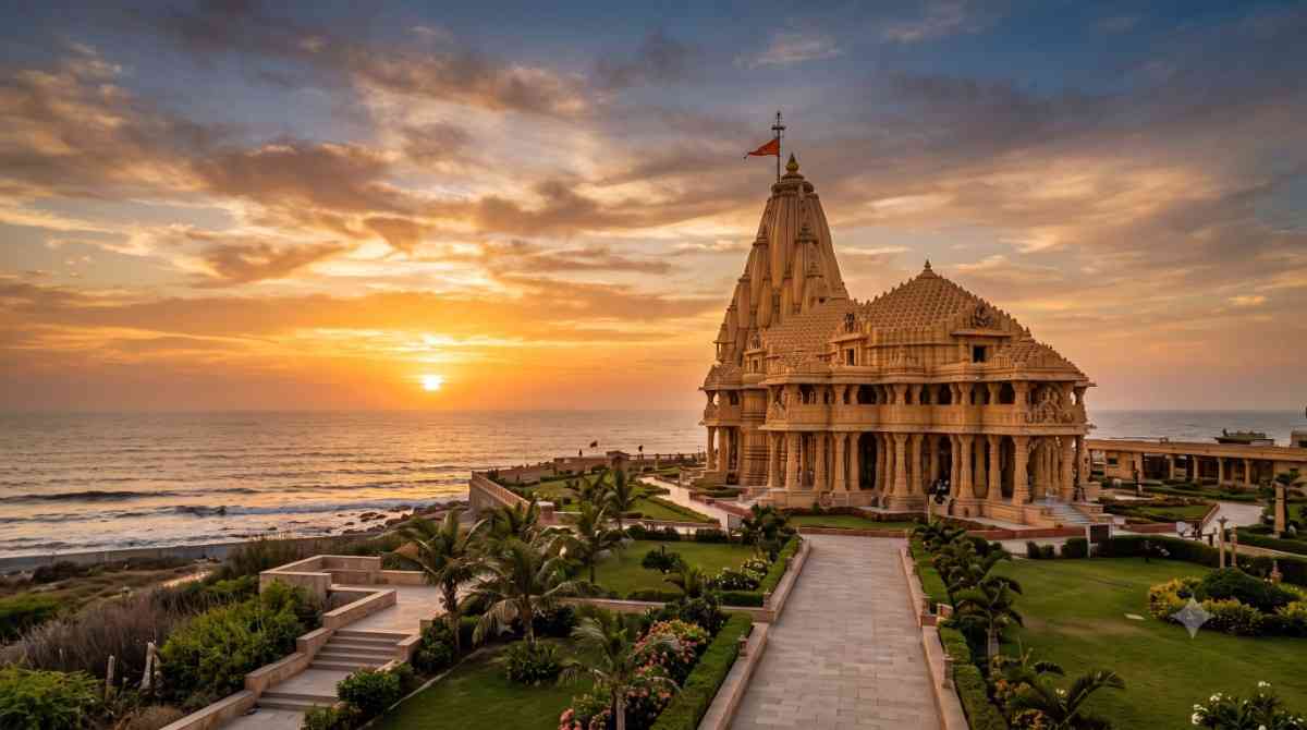 Somnath temple seaside pilgrimage site